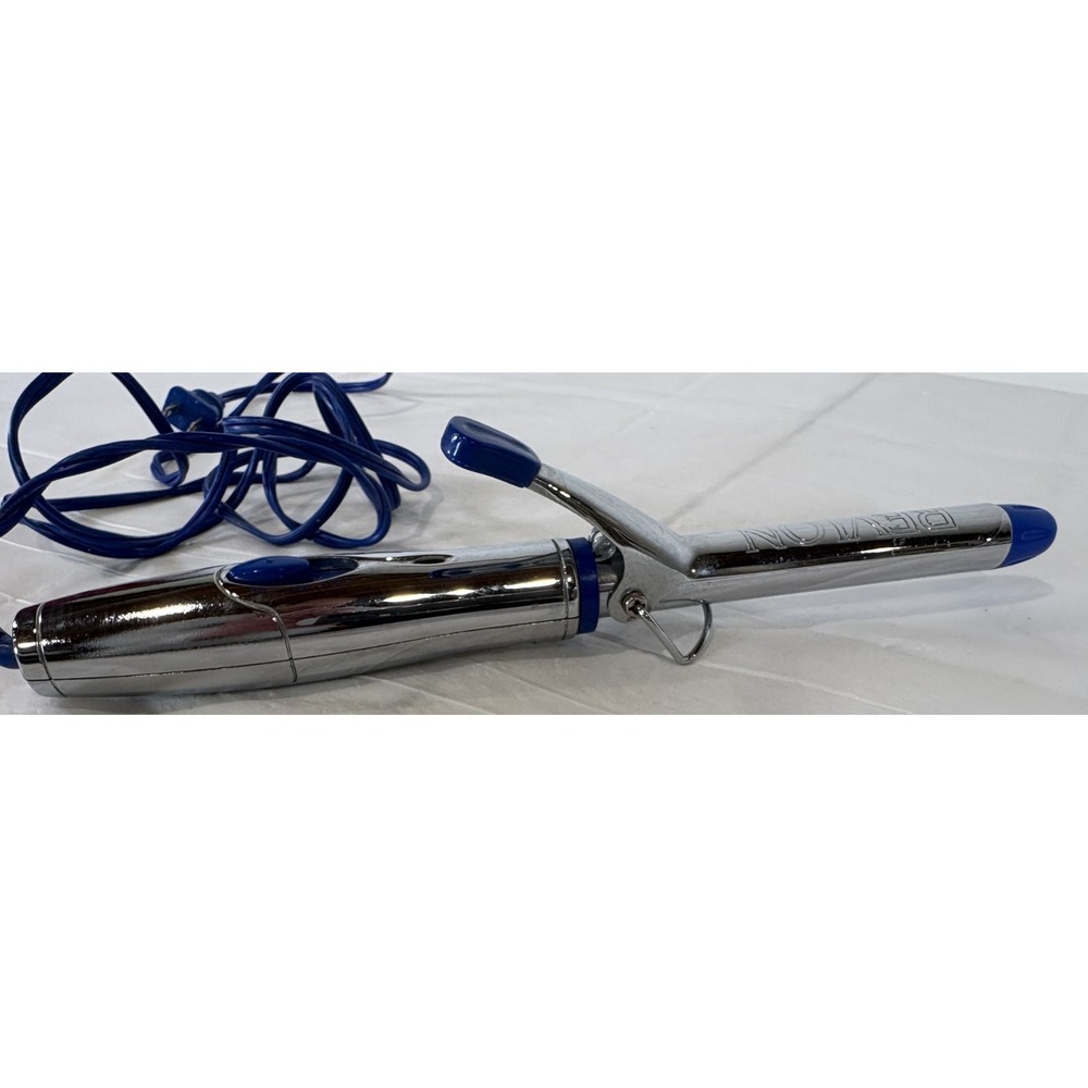 REVLON Perfect Heat Ceramic Curling Iron Chrome/Blue Model RV031 Tested & WORKS!